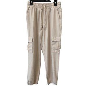 Layer8 Cargo Jogger Pants Size Medium Pull On Elastic Waist Beige Active Outdoor